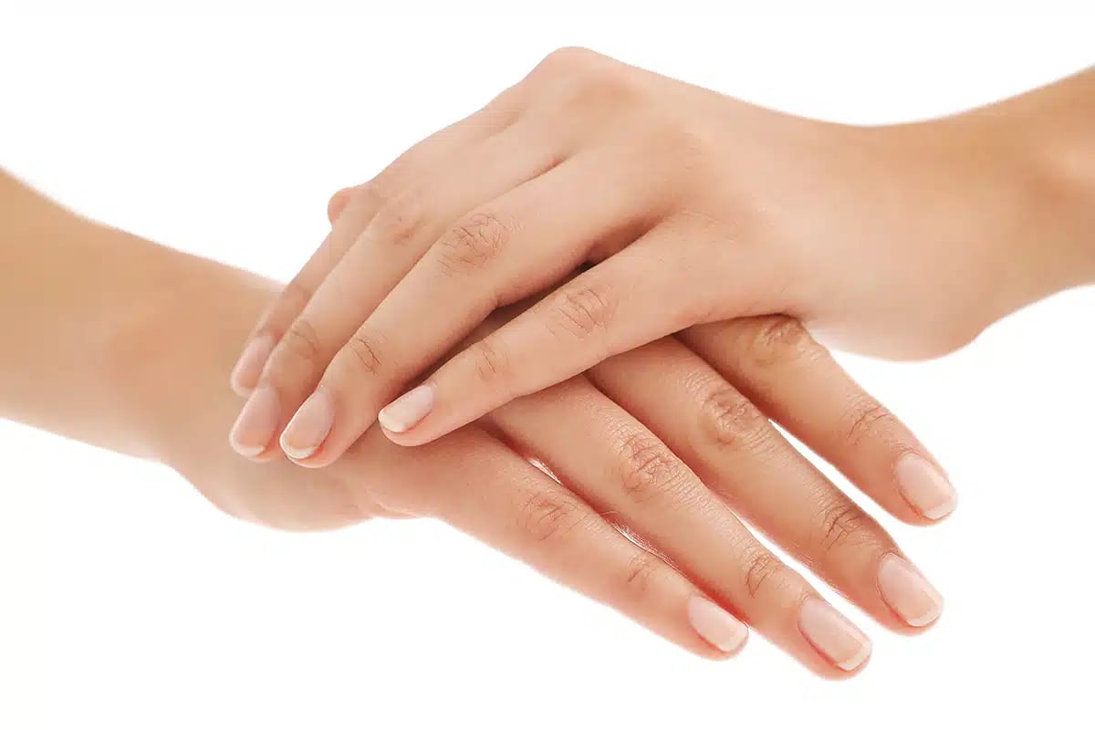 Beautiful woman hands with french manicure