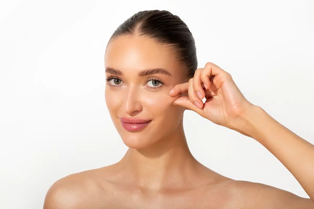 Cheek filler treatment, cheekbones lifting concept Cheek filler treatment, cheekbones lifting concept